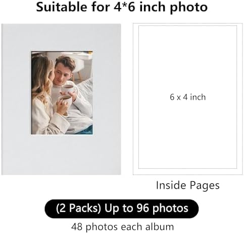 Small 4x6 Photo Album 24 Pockets Linen Cover White 2 Pack - Image 2