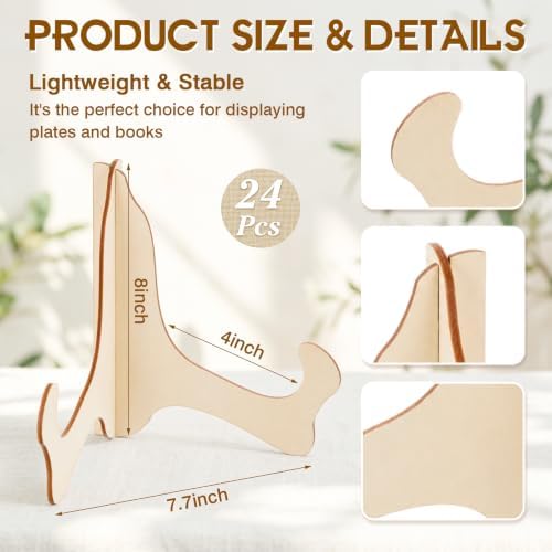 RattanView 8" 24 Pcs Wooden Plate Stands for Display Picture Holder Stand - Image 3