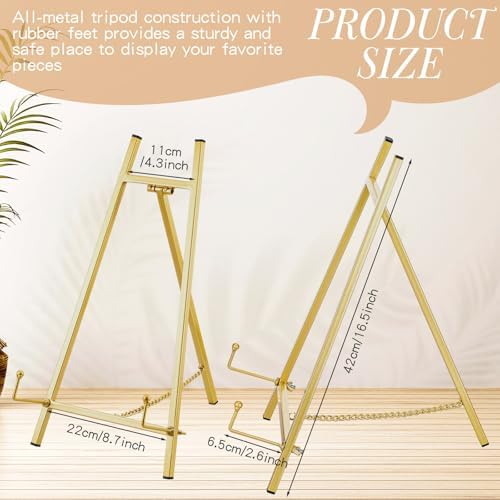 Leinuosen 1 Pcs Metal Tabletop Easel Stand, Tripod Display, Gold - Image 3