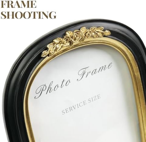 Cuspin 5x7 Picture Frame Black Gold Vintage Ornate Arched Resin Frame - Image 4