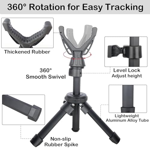 Portable Shooting Tripod with 360° Rotating & Removable V Yoke - Adjustable Height Rifle Rest Stand for Hunting, Target Shooting, Binoculars, Cameras & Outdoor Activities - Image 5