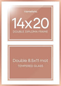 Homeforia 14x20 Rose Diploma Frame, High-End Metal, 8.5x11 Mat, Glass by Homeforia