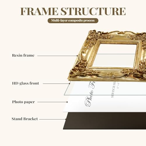 Cuspin 5x5 Gold Picture Frame Square Vintage Ornate Floral Photo Frame - Image 6