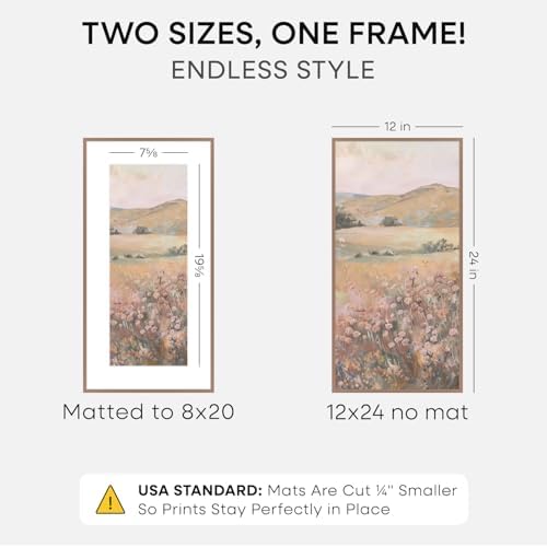 Homeforia 12x24 Mocha Picture Frame, High-End Metal, 8x20 Mat, Glass - Image 2