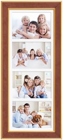 Suede 8x21 Picture Frame Display 4 Opening 5x7 Picture Frames Collage Wall Decor with Mat,Multi Photo Frame for Plexiglass,Wall Decor,1Pack,Brown - Image 3