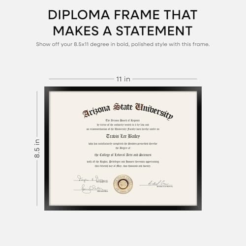 Homeforia 8.5x11 Black Diploma Frame, High-End Metal, Glass - Image 6