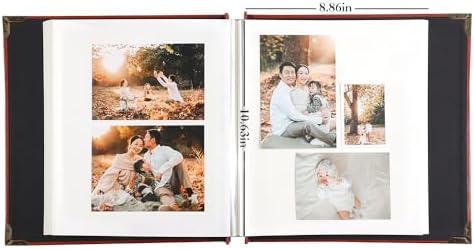 Photo Album Large 4x6 Pictures,Artificial Leather Photo Album Scrapbook 11.02"x11.46", Vintage 80 Pages DIY Self Adhesive Pages Memory Book for Wedding with Metal Pen,Deep Brown - Image 4
