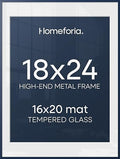 Homeforia 18x24 Blue Poster Frame, High-End Metal, 16x20 Mat, Glass by Homeforia