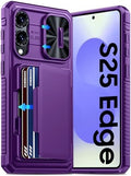 GooseBox for Samsung Galaxy S25 Edge Case Wallet with RFID [Cards Holder][Camera Cover][Edge Raised] Full Body Shockproof Silicone Protective Phone Case for Galaxy S25 Edge 2025 (Purple) by GooseBox