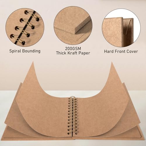 GOTIDEAL 7 x 7 Inch Scrapbook Album with Metallic Markers, Yellow, 40 Pages - Image 3
