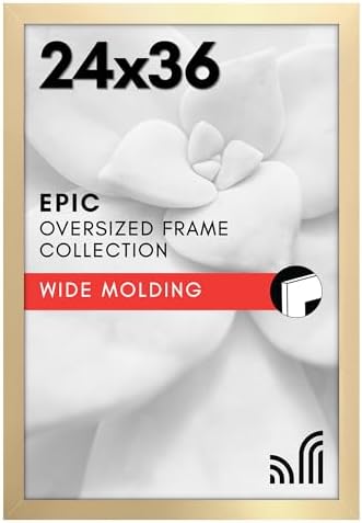 Americanflat 24x36 Poster Frame - Gold Engineered Wood with Polished Plexiglass - Wide Picture Frame for Vertical or Horizontal Wall Display - Epic Collection - Gold by Americanflat