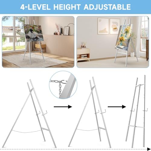 Easel Stand for Sign, Metal Display Easel with Adjustable Chain,Silver - Image 5