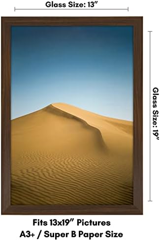 Americanflat 13x19 Picture Frame with Shatter-Resistant Glass - Signature Collection - Gallery-Style Frames Made of Engineered Wood - Photo Frame for Wall Display - Walnut - Image 2