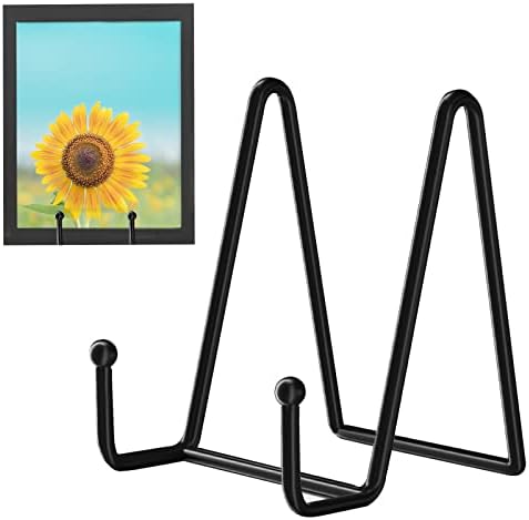 Decolore 5 Pack 4 inch Display Stands Black Iron Easel for Plate Stand Plate Holder for Picture, Decorative Plate, Photo Easel, Artistic Work Display Stand, Picture Frames by Decolore