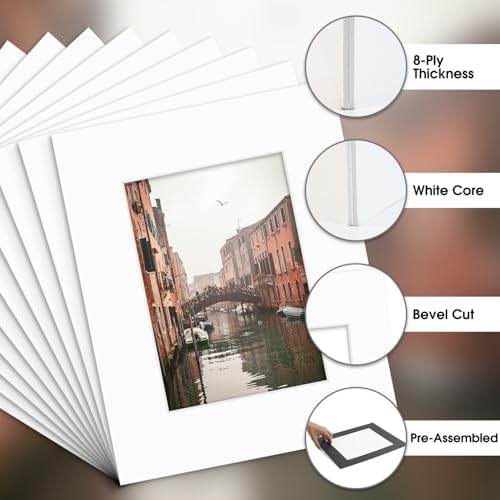 Golden State Art, 10 Pack 8x10 Slip-in Photo Mats Kits for 5x7 Photos White - Image 3