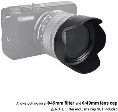 Reversible Lens Hood for Canon EF-M 15-45mm F3.5-6.3 is STM and RF-S 18-45mm F4.5-6.3 is STM Lens on EOS R100 R50 R10 R7 M50 M6 Mark II M200 M100 M50 Mark II, Replace Canon EW-53 Lens Hood - Image 4