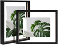 Egofine 8x10 Floating Frames Set of 2, Double Plexiglass Picture Frame, Made of Solid Wood Display Any Size Photo up to 8x10, Wall Mount or Tabletop Standing, Black with Texture by Egofine
