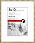 Americanflat 8x10 Bamboo Picture Frame - Matted to 5x7 - Metal - Gold by Americanflat