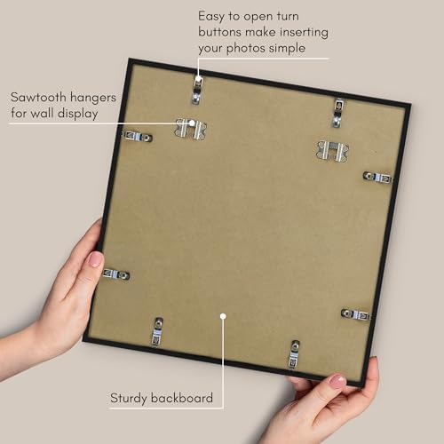 Americanflat 16x16 Picture Frame - Matted to 5x7 - Slim Molding - Black - Image 5