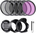 NEEWER 77mm ND2/4/8, UV/CPL/FLD Filter Kit with Lens Hoods, Cap, Pouch, Safety Tether & Cleaning Cloth (Glass) by Neewer