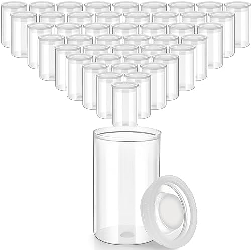 JOVITEC 100 Pcs Plastic Film Canister Holder 35 mm Empty Camera Reel Containers Storage Containers Case with Lids for Small Accessories Fish Hook Film Beads (Clear) by Jovitec