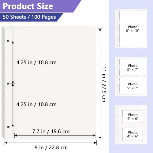 9x11 Self-Adhesive Photo Album Refill Pages, 3-Ring, 100 Pages - Image 2
