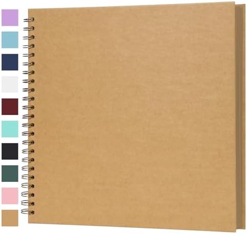 Scrapbook Album 12x12 Inches 100 Pages Hardcover Kraft Paper Brown by Bonyomor