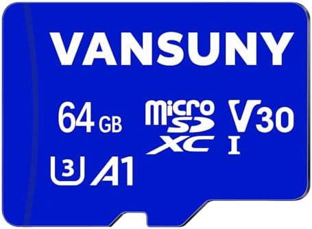 Vansuny Micro SD Card 64GB microSDXC Memory Card with SD Adapter A1 App Performance V30 4K Video Recording C10 U3 Micro SD for Phone, Security Camera, Dash Cam, Action Camera by VANSUNY