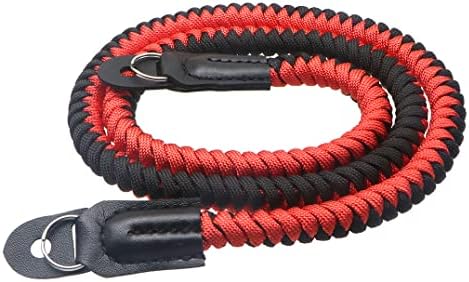 Paracord Woven Camera Neck Shoulder Strap Belt Hand Compatible with Canon Nikon Sony Olympus Pentax Fujifilm Panasonic SLR DSLR Digital Mirrorless Cameras 36inch Red Black by HITHUT