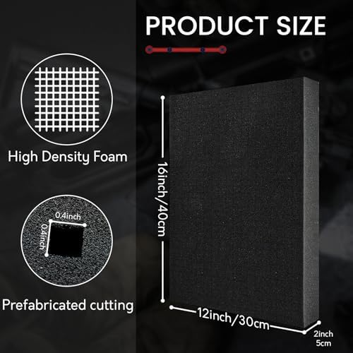 4 Pack Gun Case Foam Inserts - Precut Black Foam Padding 16 x 12 x 2 Inch - Image 2