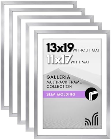 Americanflat 13x19 Poster Frame 5-Pack - Matted to 11x17 - Silver by Americanflat