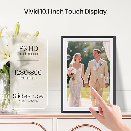 BIGASUO Digital Picture Frame Frameo 10.1", WiFi Photos & Videos Sharing, 3000mAh Battery & Wireless Charging, 1280x800 IPS Touch Screen, 32GB Storage, Support USB/SD Card - Image 5