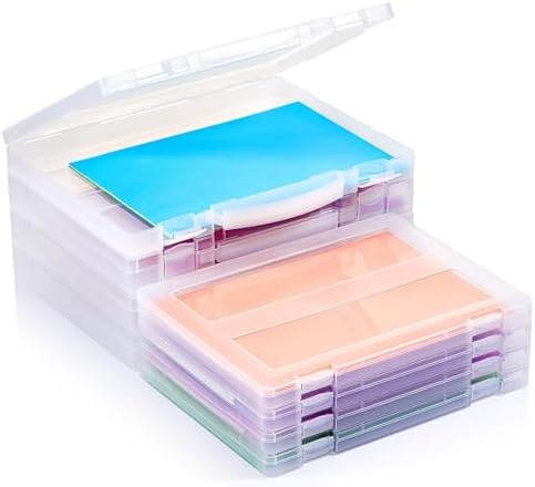 8-Pack A4 Plastic Paper Organizer Box, Scrapbook Storage for 8.5” x 11” Letter Papers, Portable Document Holder, Board Games Art Supplies Sticker Organizers (2 Inner Size) by iBune