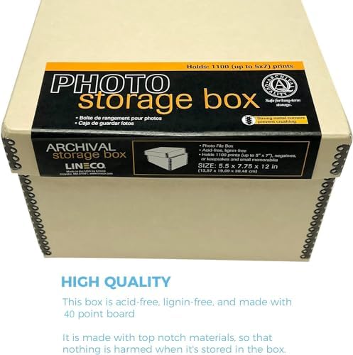 Lineco Archival Photo Storage Box, with Removable Lid, 5"x7"x12", Tan - Image 5