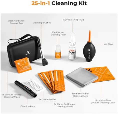 K&F CONCEPT 25 in 1 Camera Cleaning Kit, Full Frame Lens and Sensor Cleaner - Image 2