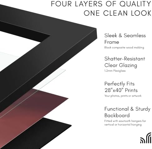 Americanflat 28x40 Poster Frame - Engineered Wood - Black - Image 5