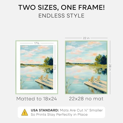 Homeforia 22x28 Green Poster Frame, High-End Metal, 18x24 Mat, Glass - Image 2