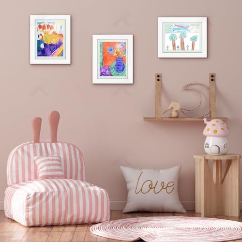 4 Pack 8.5x11 Front-Opening Kids Artwork Frames Changeable (White) - Image 4