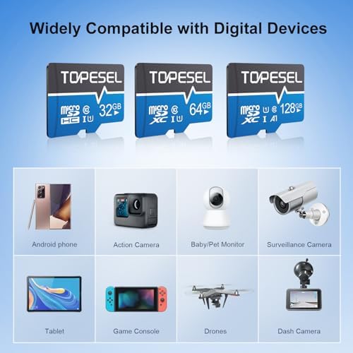 TOPESEL 10 Pack 32GB Micro SD Card Class 10 Micro SDHC Memory Card UHS-I, High Speed Flash TF Card for Camera, Smartphone/Dash Cam/Tablet/PC, C10, U1(32GB 10Pack) - Image 7