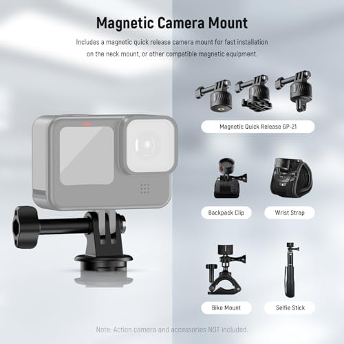 NEEWER Magnetic Neck Mount Compatible with GoPro DJI Insta360 iPhone, GP15 - Image 6