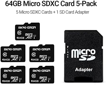 Micro Center 64GB Class 10 MicroSDHC Flash Memory Card with Adapter, 5Pack - Image 2