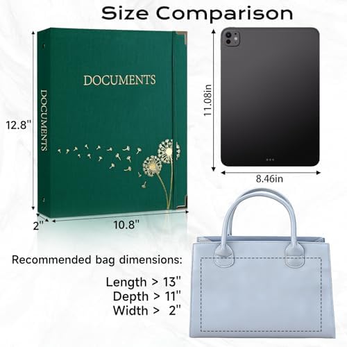 XKDOUS Important Document Organizer 3 Ring Linen Binders Folio File Folders - Image 2