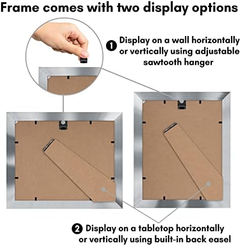 Americanflat 8x10 Picture Frame with Polished Crystal-Clear Glass - Use as 5x7 Frame with Mat or Display 8x10 Photo Without Mat - Signature Collection - Picture Frames for Tabletop and Wall - Silver - Image 6