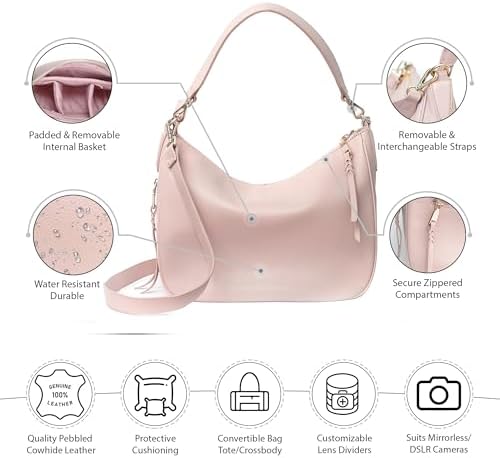 Meliae Camera Bag for Women, DSLR Mirrorless Camera Purse, Leather Shoulder Crossbody Hobo Travel Tote - Image 3