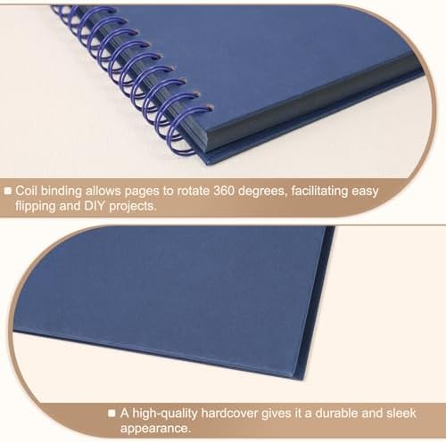 Scrapbook Album 10x10 Inches 40 Pages Hardcover Kraft Paper Blue - Image 5