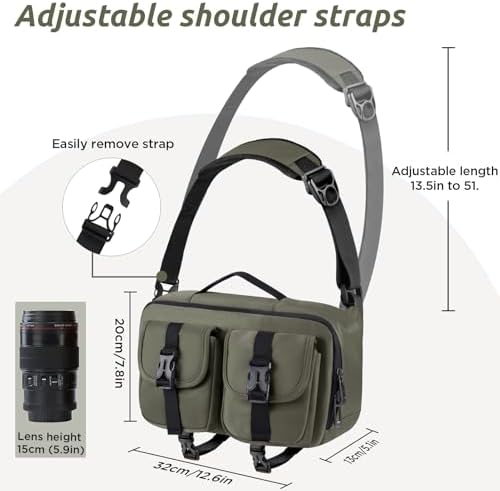 TAAOKA Camera Sling Bag,DSLR Camera Bag with Tripod Holder,Waterproof Camera Shoulder Crossbody Bag for Photographers(Green) - Image 4