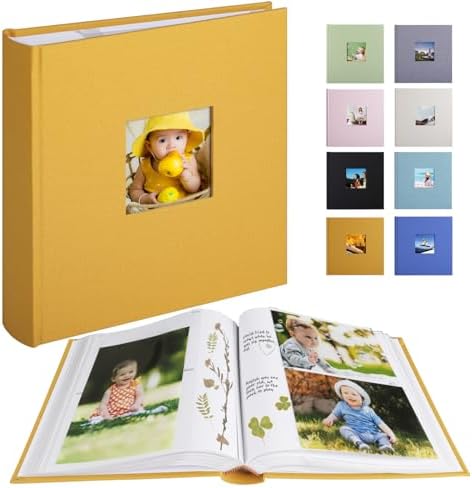 1DOT2 Photo Album with Writing Space,100 Pages,Linen Cover,IndianYellow by 1DOT2