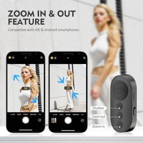 Remote Control for TikTok,Wireless Remote Camera Control Shutter with Zoom for iPhone, Front Rear Camera Switch,Page Turner for E-Book APP, Phone Remote, Scrolling Ring for TIK Tok (Black/Black) - Image 2