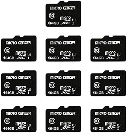 Micro Center 64GB Class 10 MicroSDHC Flash Memory Card with Adapter, 10Pack by MICROCENTER
