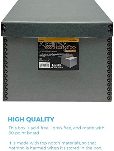 Lineco Record Storage Box 12x15x10 inch, Acid-Free Gray Boxboard, 1 Pack - Image 4